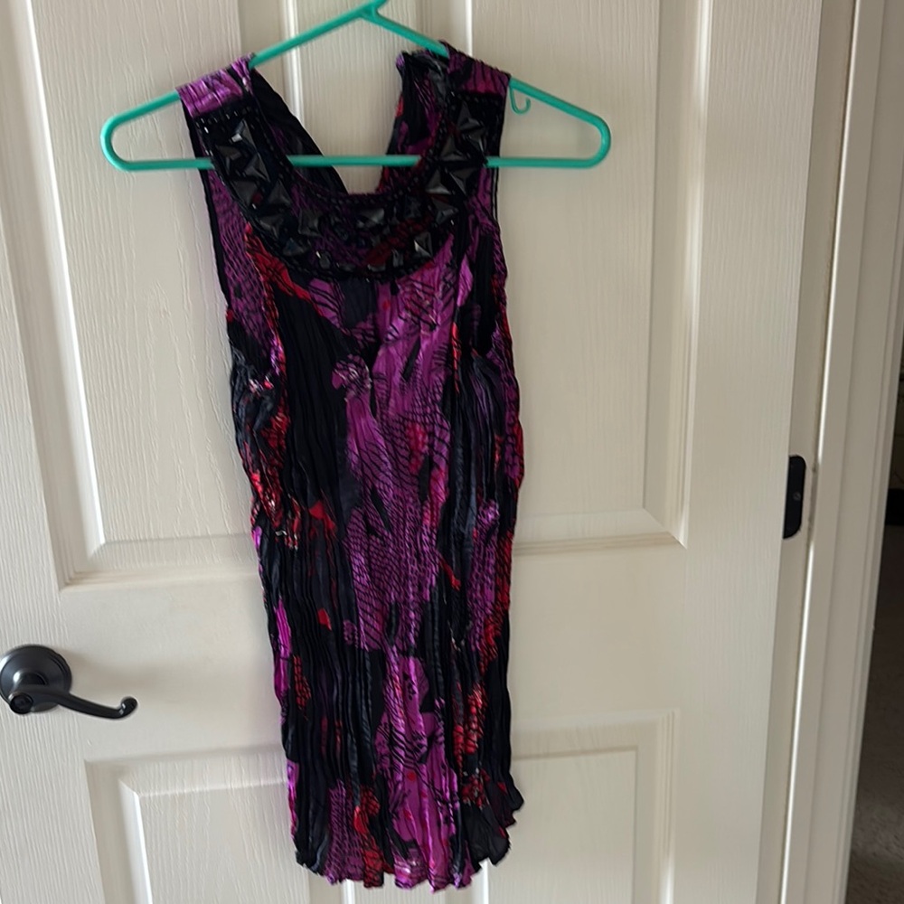 Bisou Purple and Black Sleeveless long top